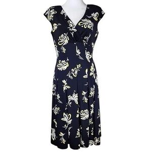 Lauren Ralph Lauren Navy and White Floral Midi Dress